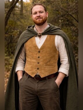 Men's Tan Genuine Leather Vest M/L - cosplay Hobbits -Lord of the Rings